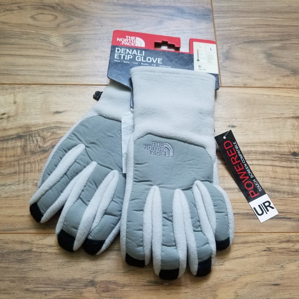 NEW North Face Womens Winter Gloves NWT Grey Snow Gray Touchphone Smartphone